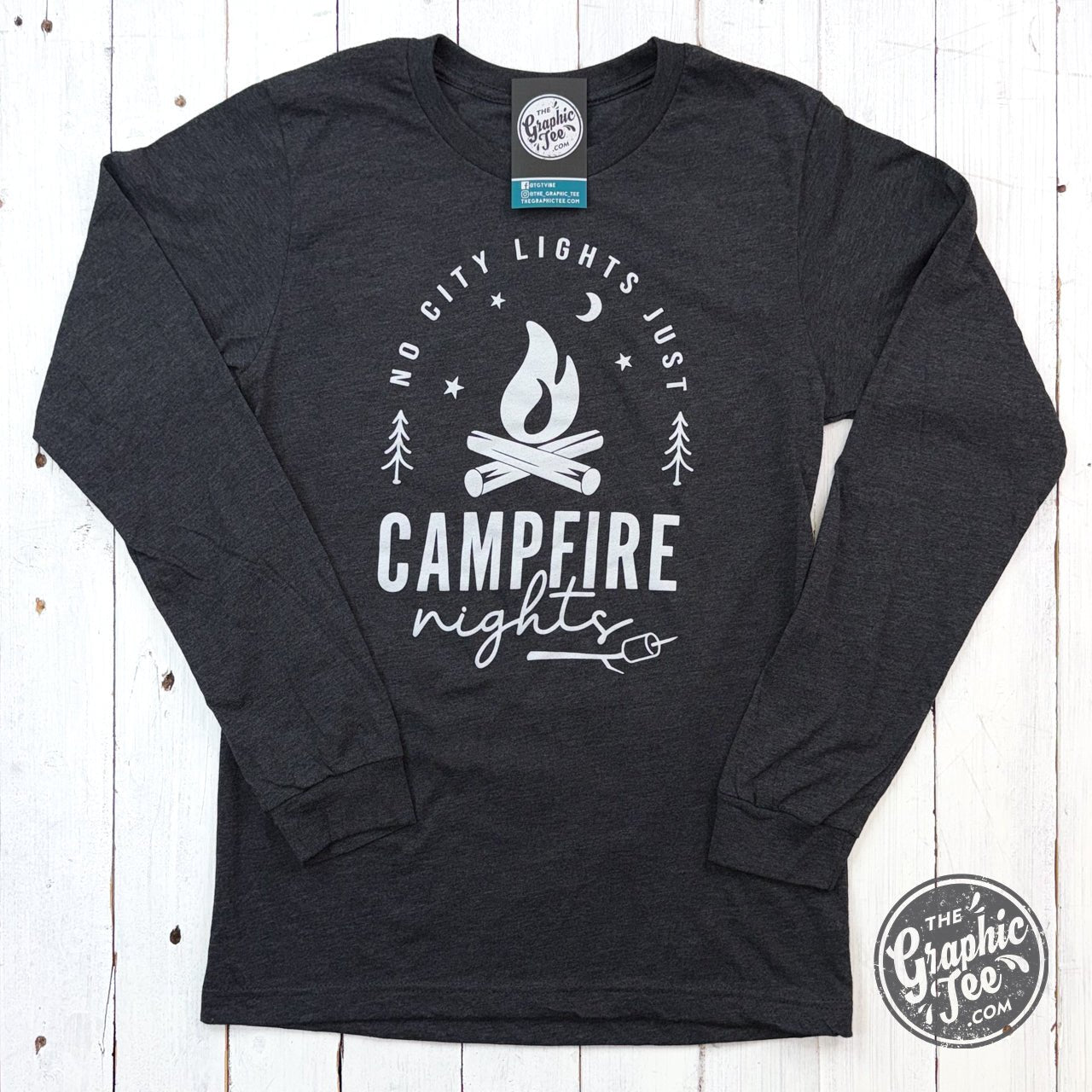 No City Lights Just Campfire Nights Long Sleeve Tee - Aaria Tees Aaria Tees