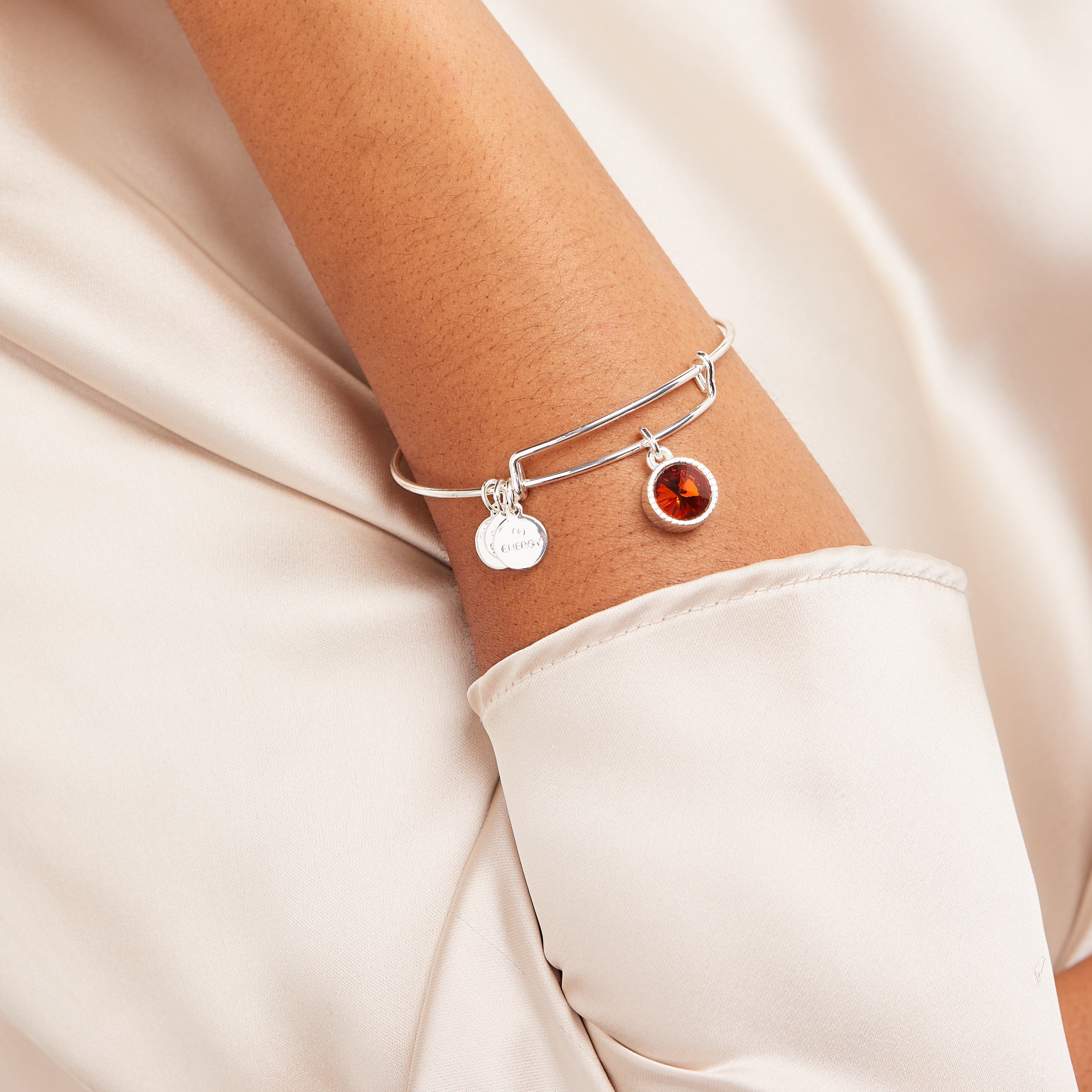 November Birthstone Charm Bangle, Topaz - Aaria Tees Aaria Tees