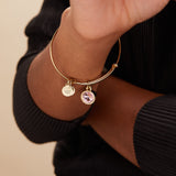 October Birthstone Charm Bangle, Rose - Aaria Tees Aaria Tees