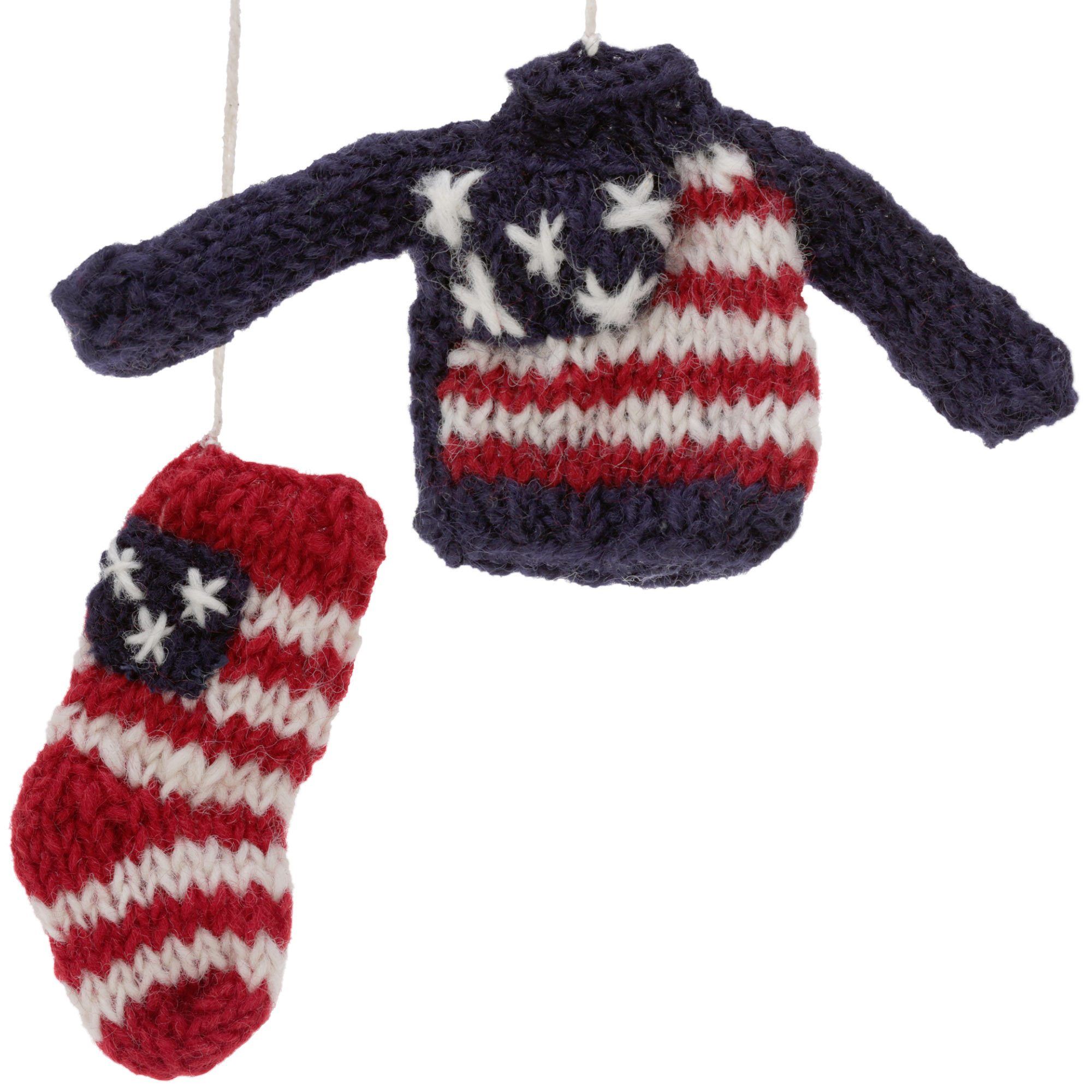 Old Glory Sweater & Stocking Ornaments Set - Aaria Tees Aaria Tees