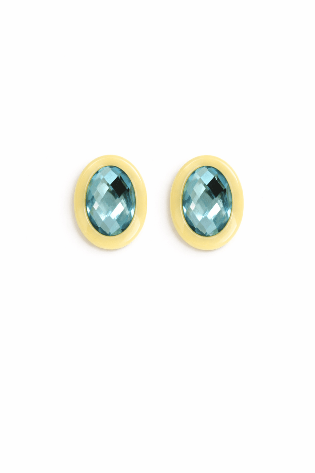Olivia Statement Earrings Oval - Amalfi Blue - Aaria Tees