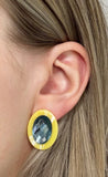 Olivia Statement Earrings Oval - Amalfi Blue - Aaria Tees Aaria Tees