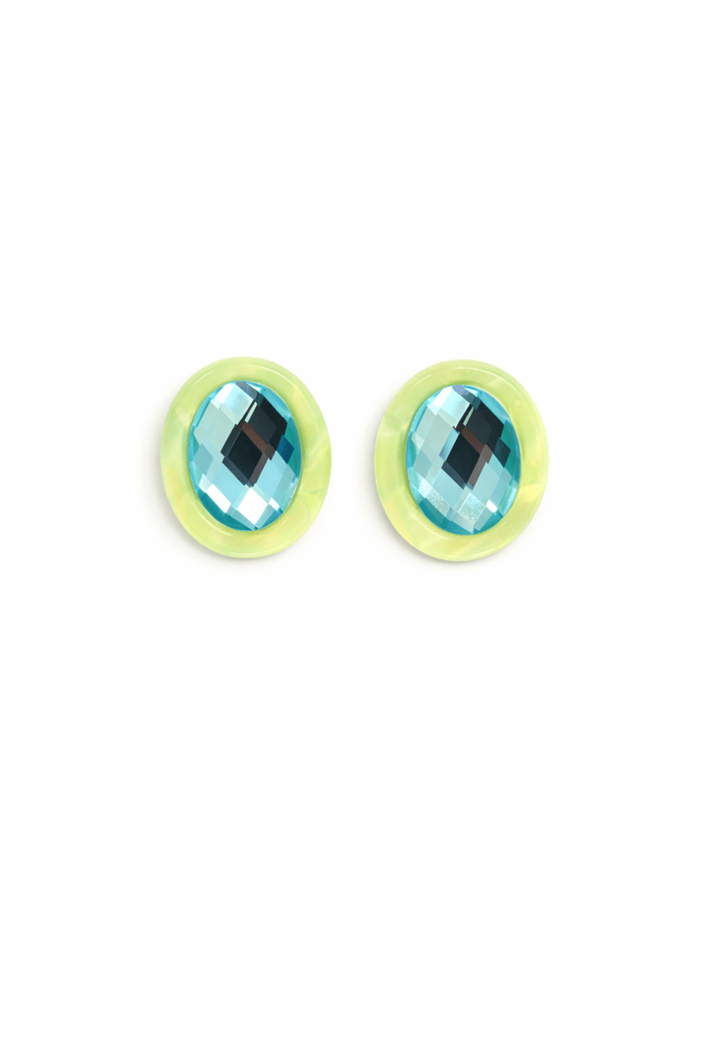 Olivia Statement Earrings Oval - Blue Peacock - Aaria Tees