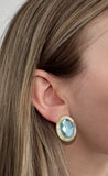 Olivia Statement Earrings Oval - Blue Peacock - Aaria Tees Aaria Tees