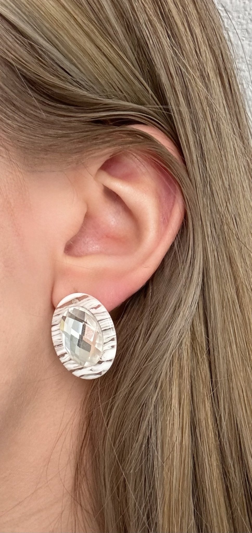Olivia Statement Earrings Oval - Frosted Glacier - Aaria Tees Aaria Tees