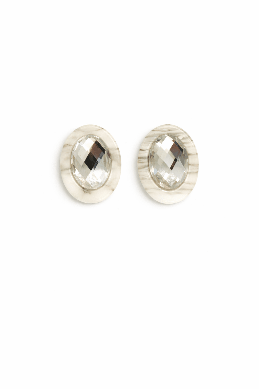 Olivia Statement Earrings Oval - Frosted Glacier - Aaria Tees Aaria Tees