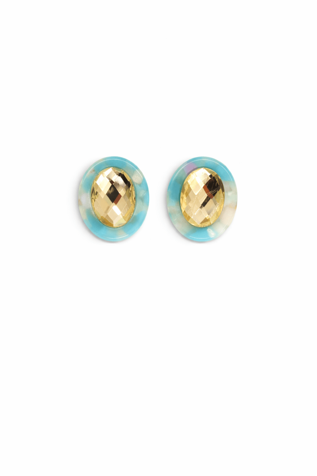 Olivia Statement Earrings Oval -  Lemon Drop - Aaria Tees