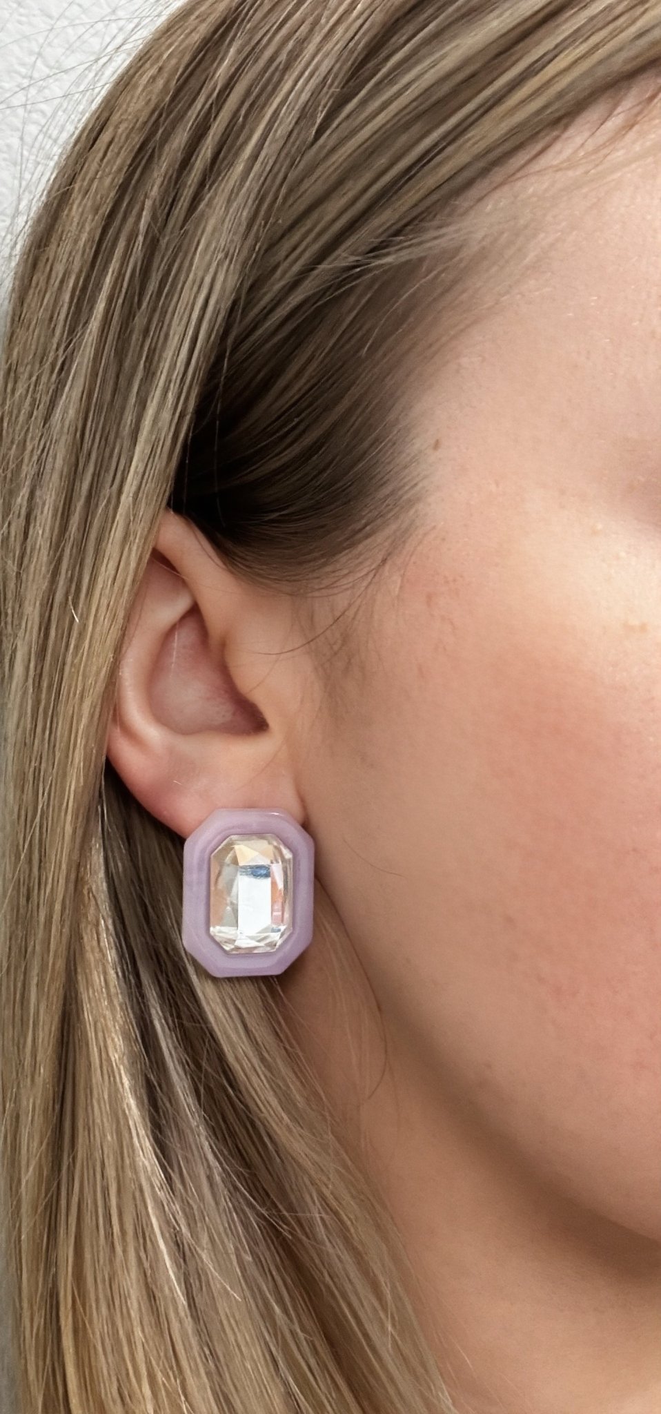 Olivia Statement Earrings Rectangle - Frosted Lilac - Aaria Tees Aaria Tees