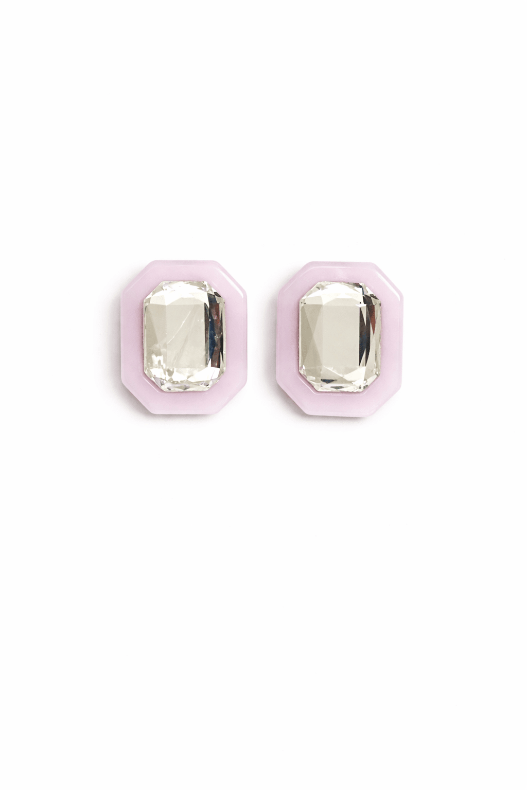 Olivia Statement Earrings Rectangle - Frosted Lilac - Aaria Tees