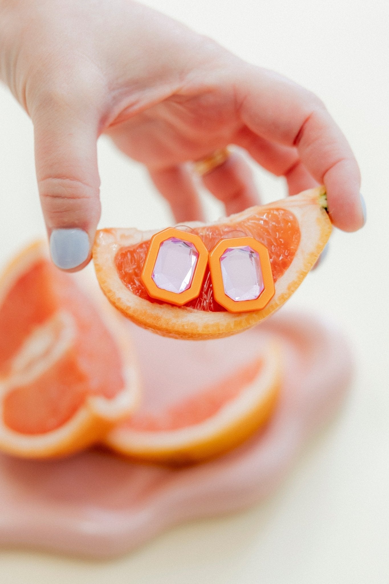 Olivia Statement Earrings Rectangle - Pink Grapefruit - Aaria Tees Aaria Tees