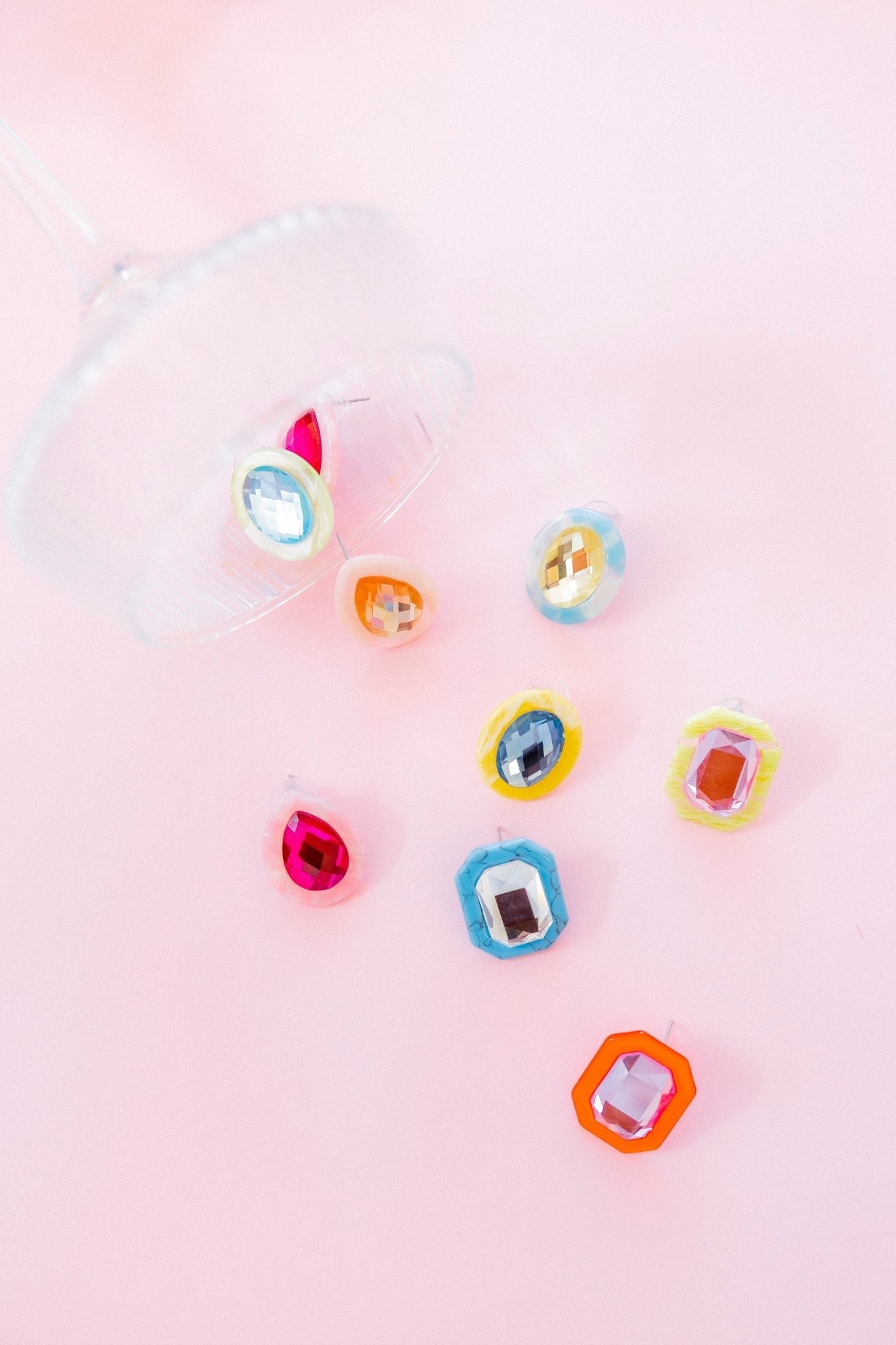 Olivia Statement Earrings Rectangle - Pink Grapefruit - Aaria Tees Aaria Tees