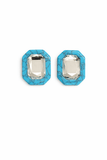 Olivia Statement Earrings Rectangle - Turquoise Crystal - Aaria Tees Aaria Tees