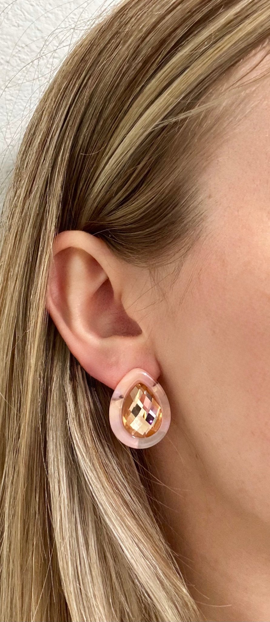 Olivia Statement Earrings Teardrop - Peach Bellini - Aaria Tees Aaria Tees