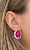 Olivia Statement Earrings Teardrop - Pink Cherry Blossom - Aaria Tees Aaria Tees