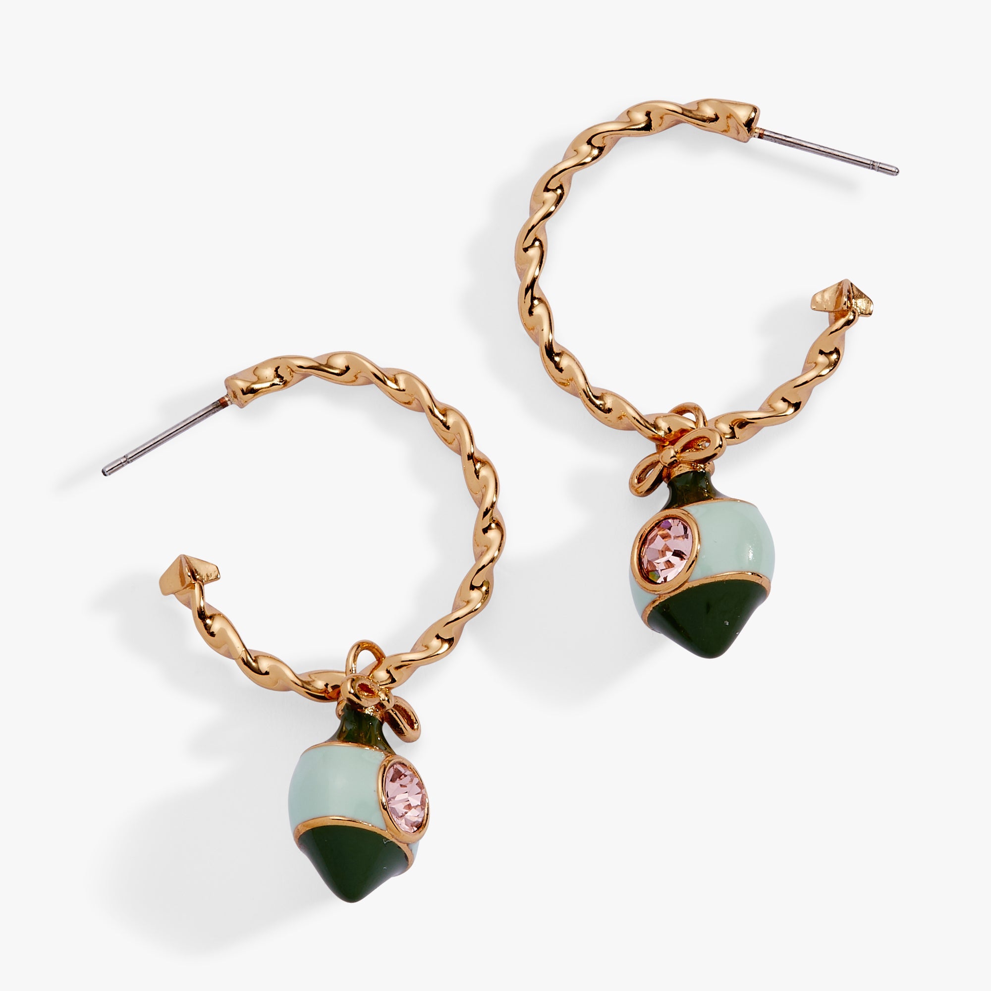 Crystal Bow & Ornament Twisted Hoop Earrings - Aaria Tees Aaria Tees