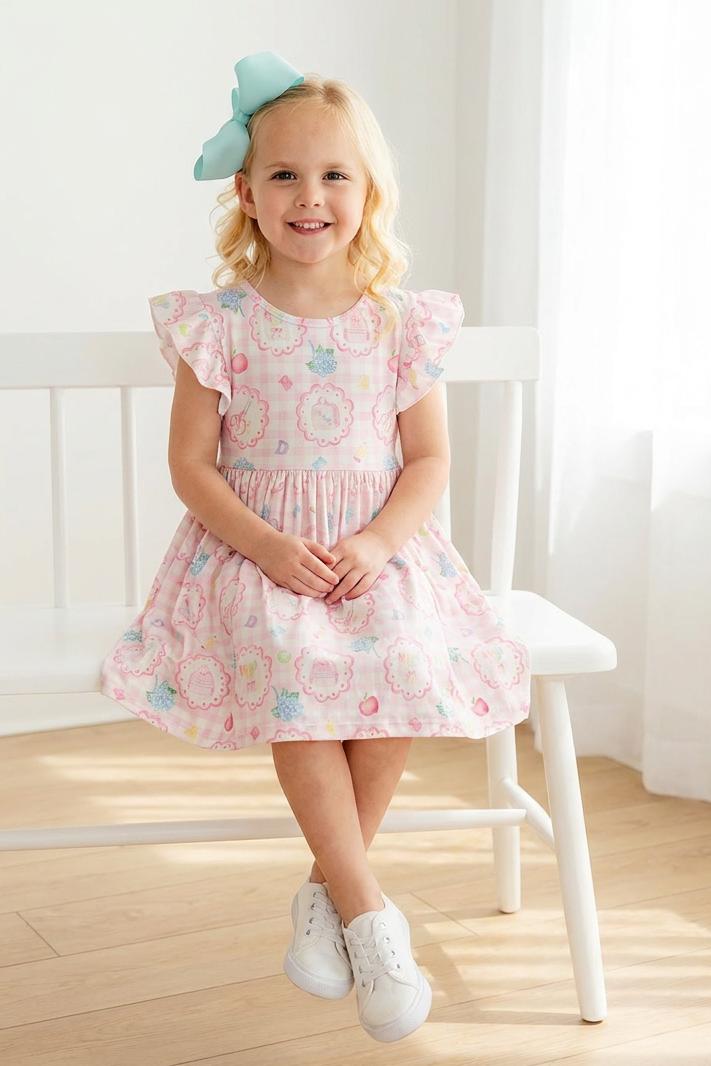 Apple of My Eye Flutter Sleeve Twirl Dress - Aaria Tees Aaria Tees