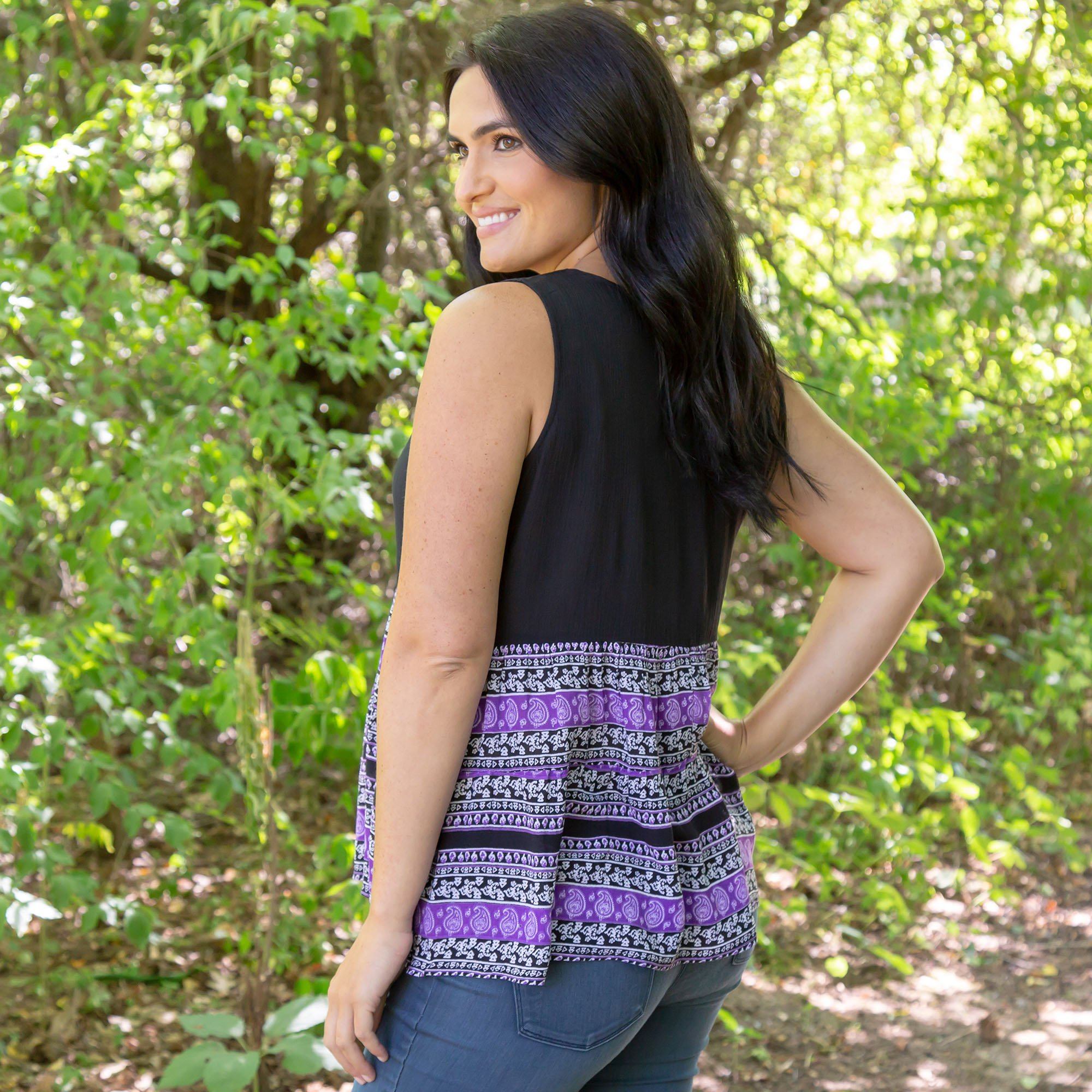 Paisley Garden Sleeveless Top - Aaria Tees Aaria Tees