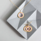 Rose Quartz Halo Mini Gold Pendant Aaria Tees