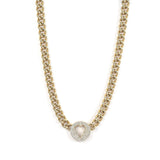 Pave Heart Chain Necklace Aaria Tees