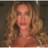 Pave Heart Chain Necklace Aaria Tees