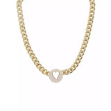 Pave Heart Chain Necklace Aaria Tees