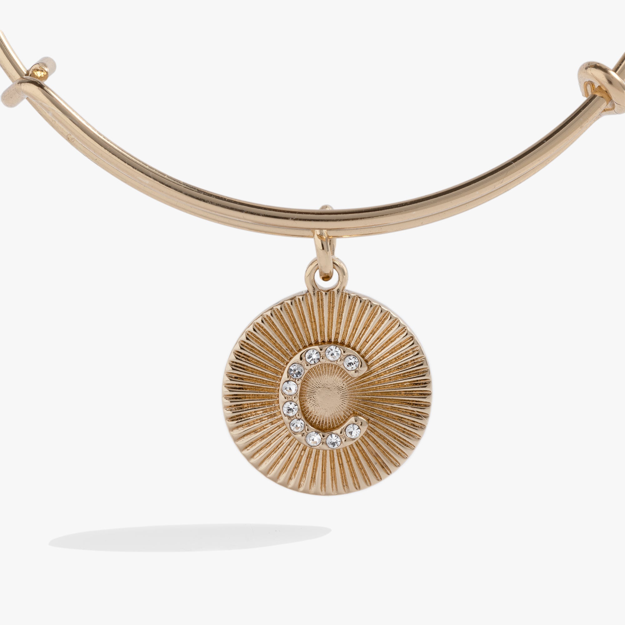 Initial C Pave Starburst Texture Bangle - Aaria Tees Aaria Tees
