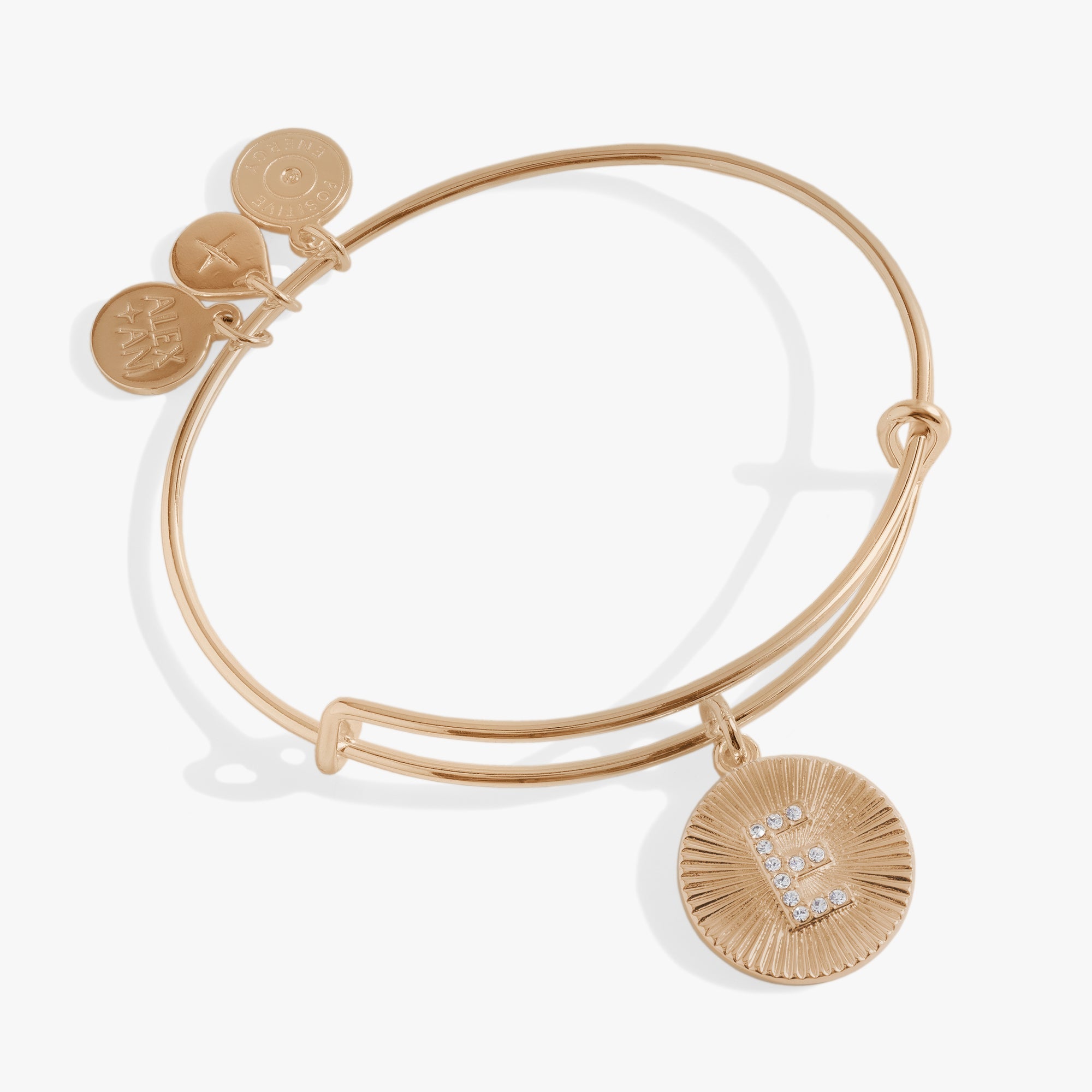 Initial E Pave Starburst Texture Bangle - Aaria Tees Aaria Tees