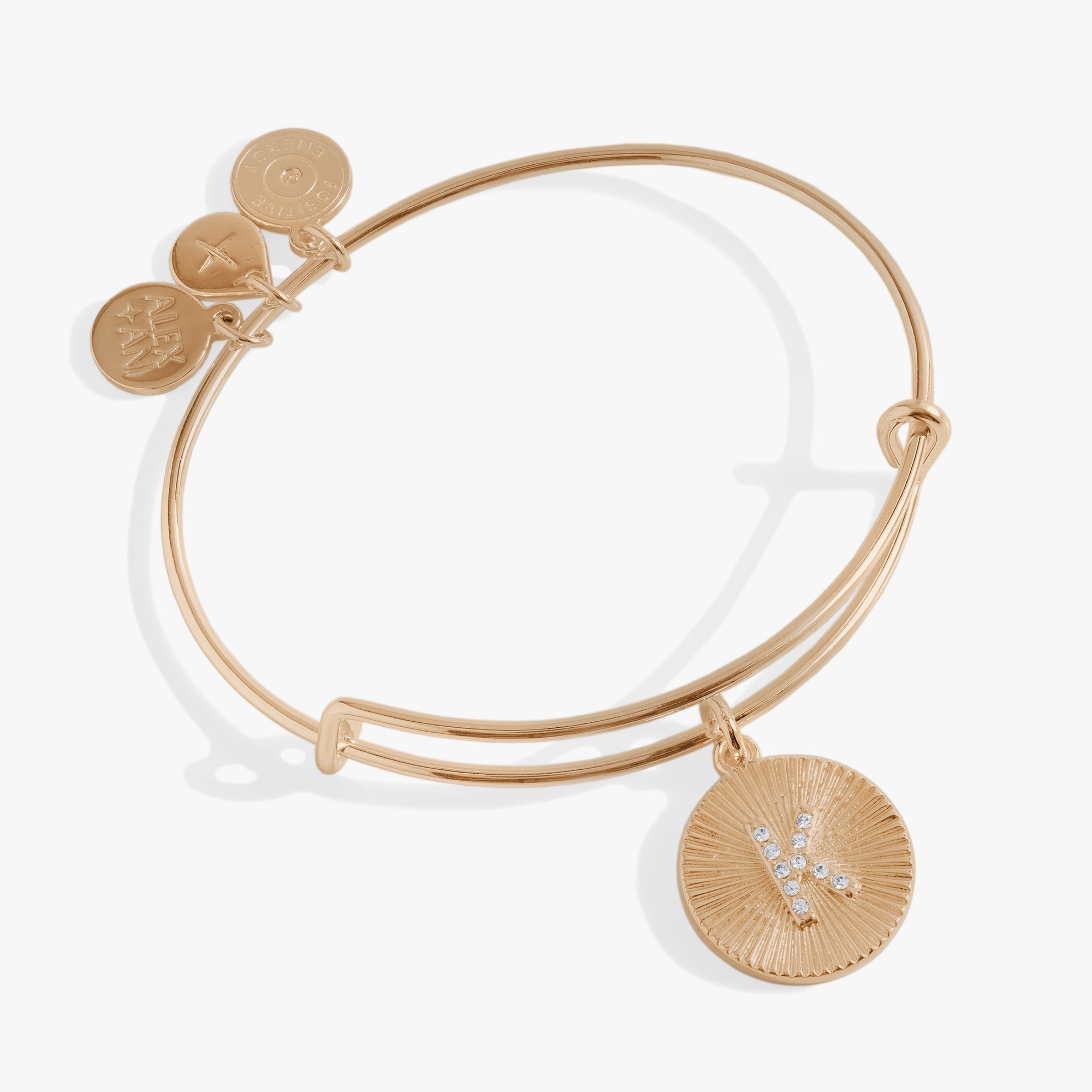 Initial K Pave Starburst Texture Bangle - Aaria Tees Aaria Tees