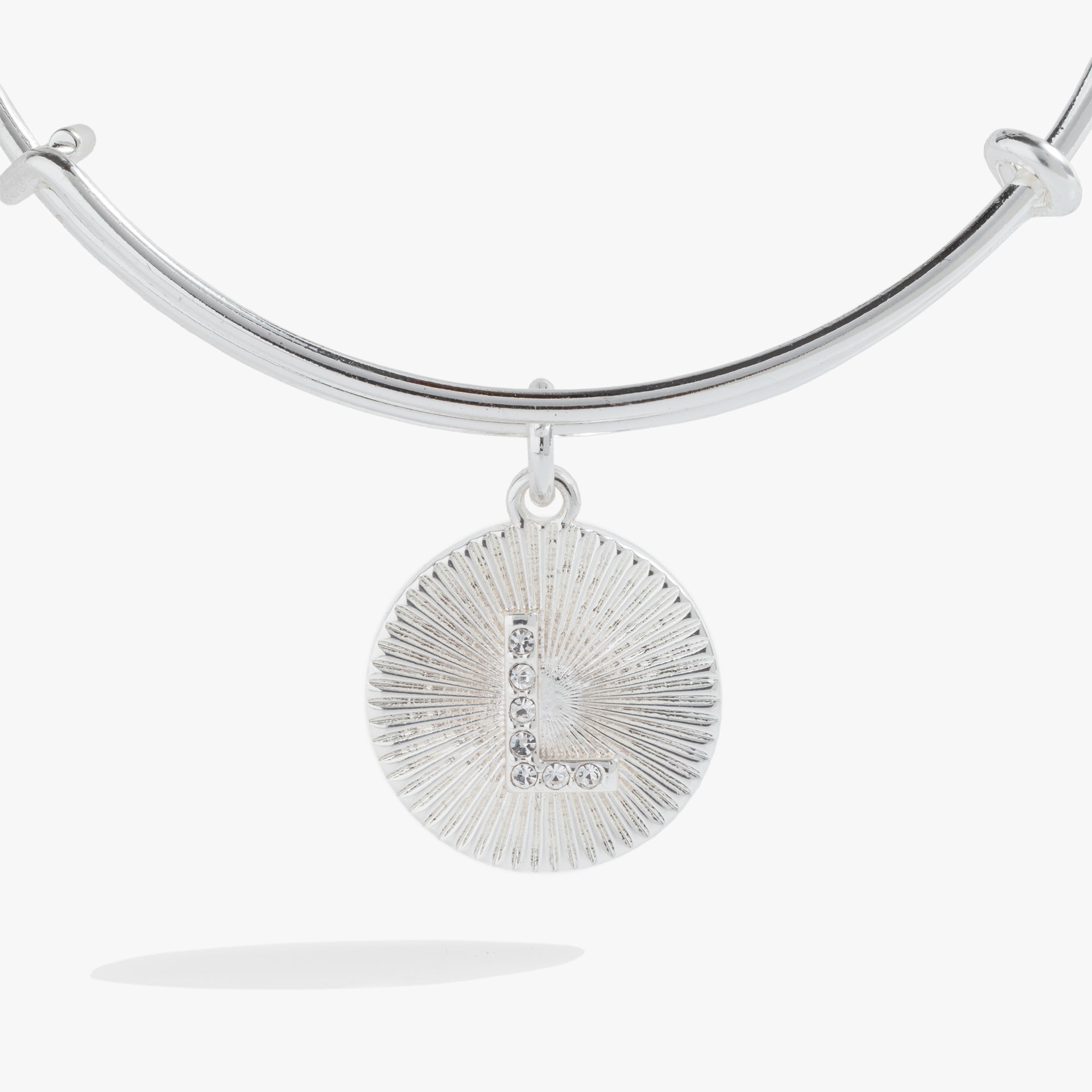 Initial L Pave Starburst Texture Bangle - Aaria Tees Aaria Tees