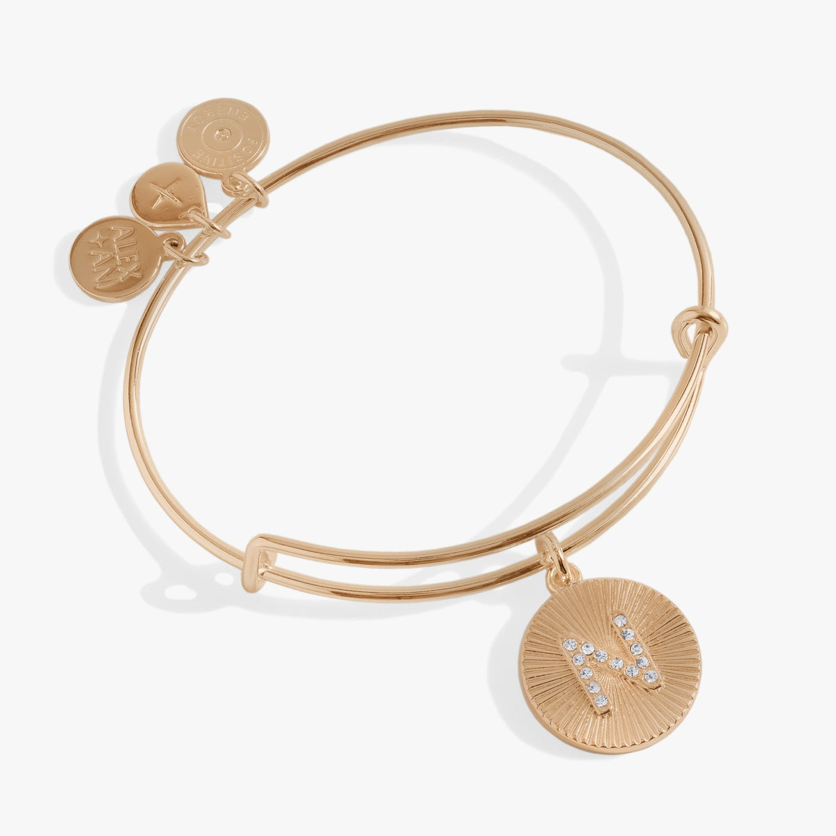 Initial N Pave Starburst Texture Bangle - Aaria Tees