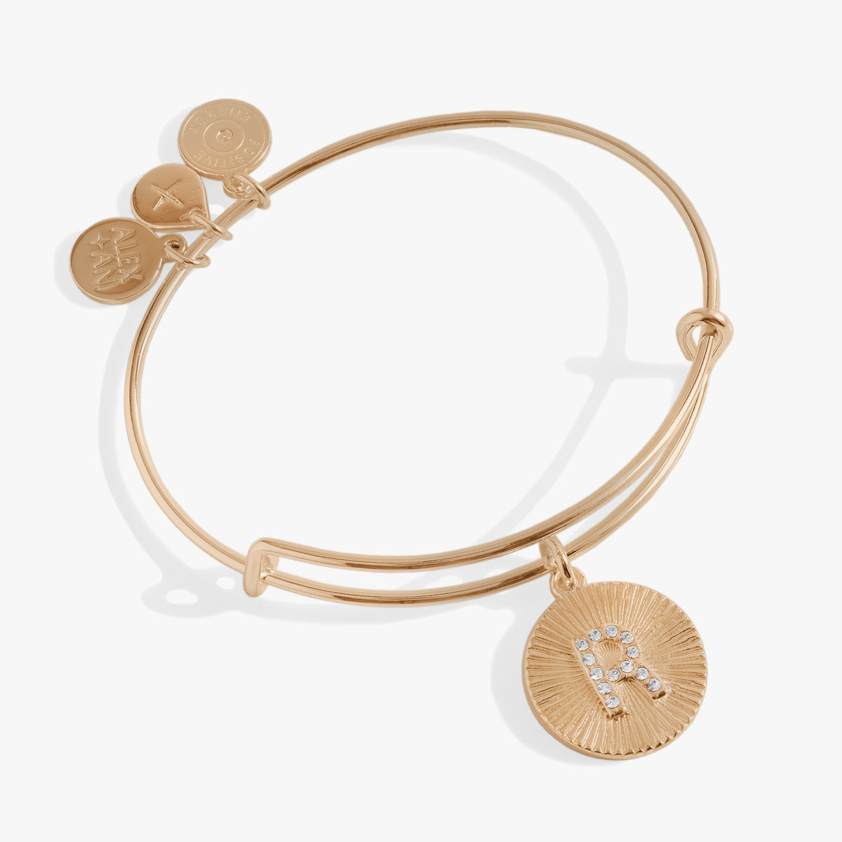 Initial R Pave Starburst Texture Bangle - Aaria Tees