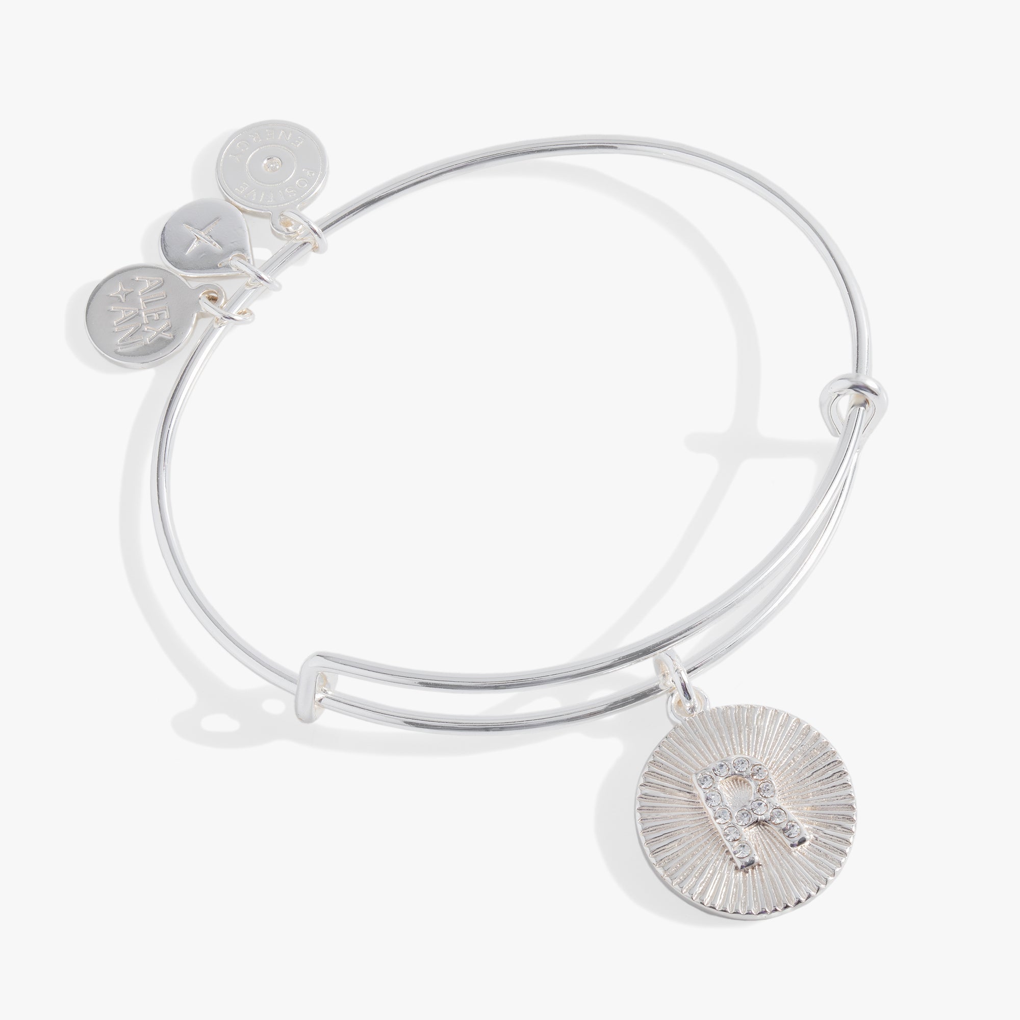 Initial R Pave Starburst Texture Bangle - Aaria Tees Aaria Tees