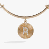 Initial R Pave Starburst Texture Bangle - Aaria Tees Aaria Tees