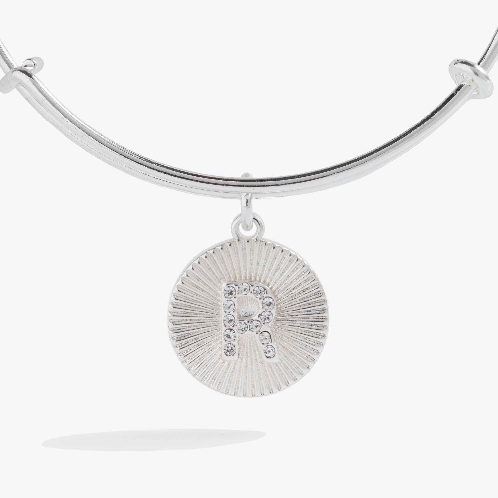 Initial R Pave Starburst Texture Bangle - Aaria Tees Aaria Tees