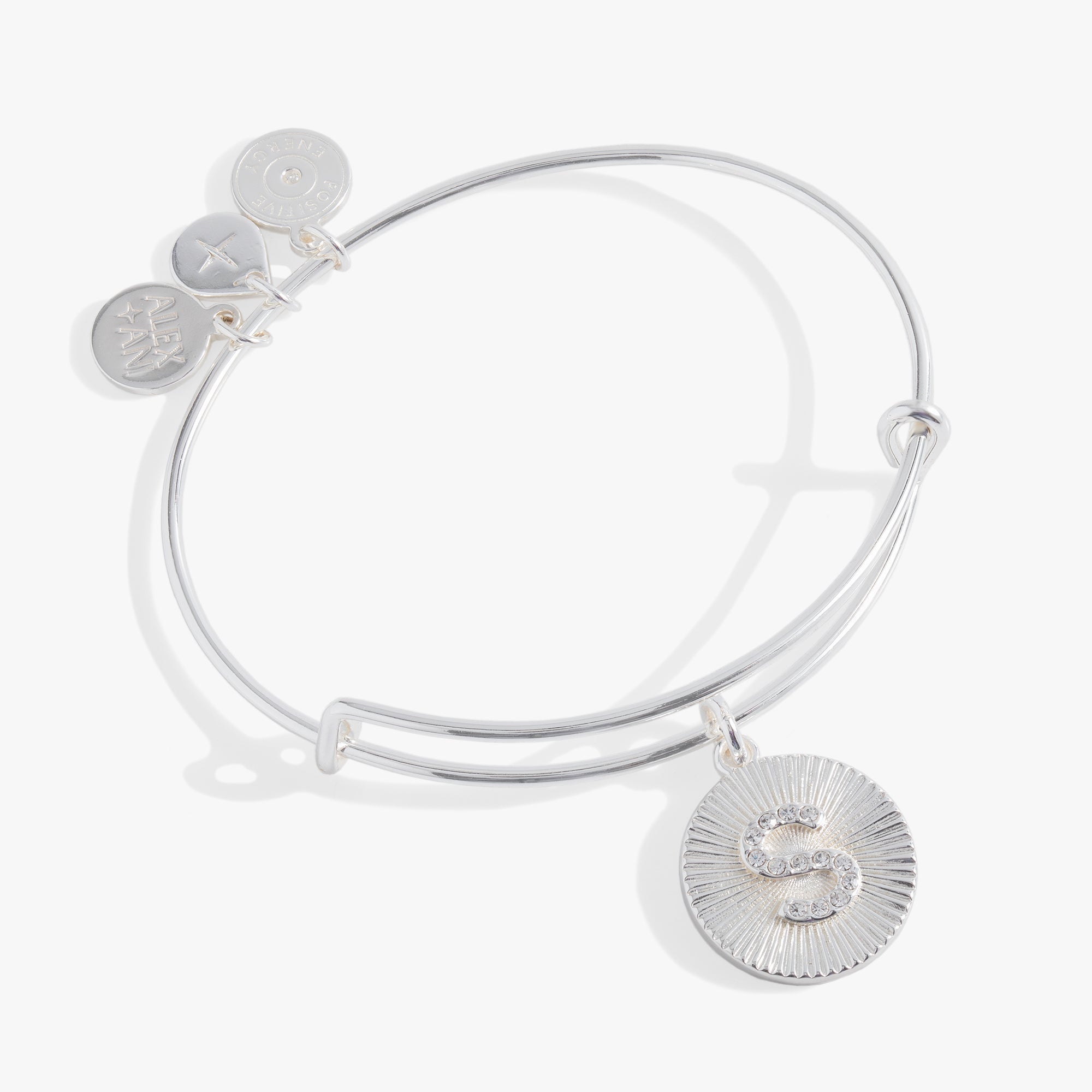 Initial S Pave Starburst Texture Bangle - Aaria Tees Aaria Tees