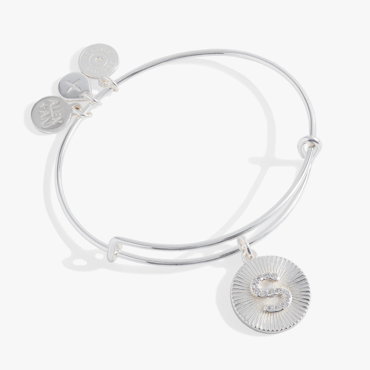Initial S Pave Starburst Texture Bangle - Aaria Tees