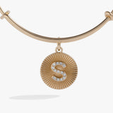 Initial S Pave Starburst Texture Bangle - Aaria Tees Aaria Tees