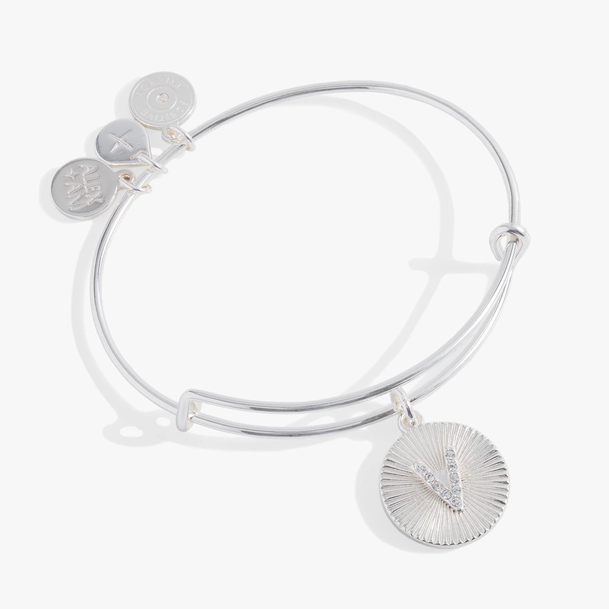 Initial V Pave Starburst Texture Bangle - Aaria Tees Aaria Tees