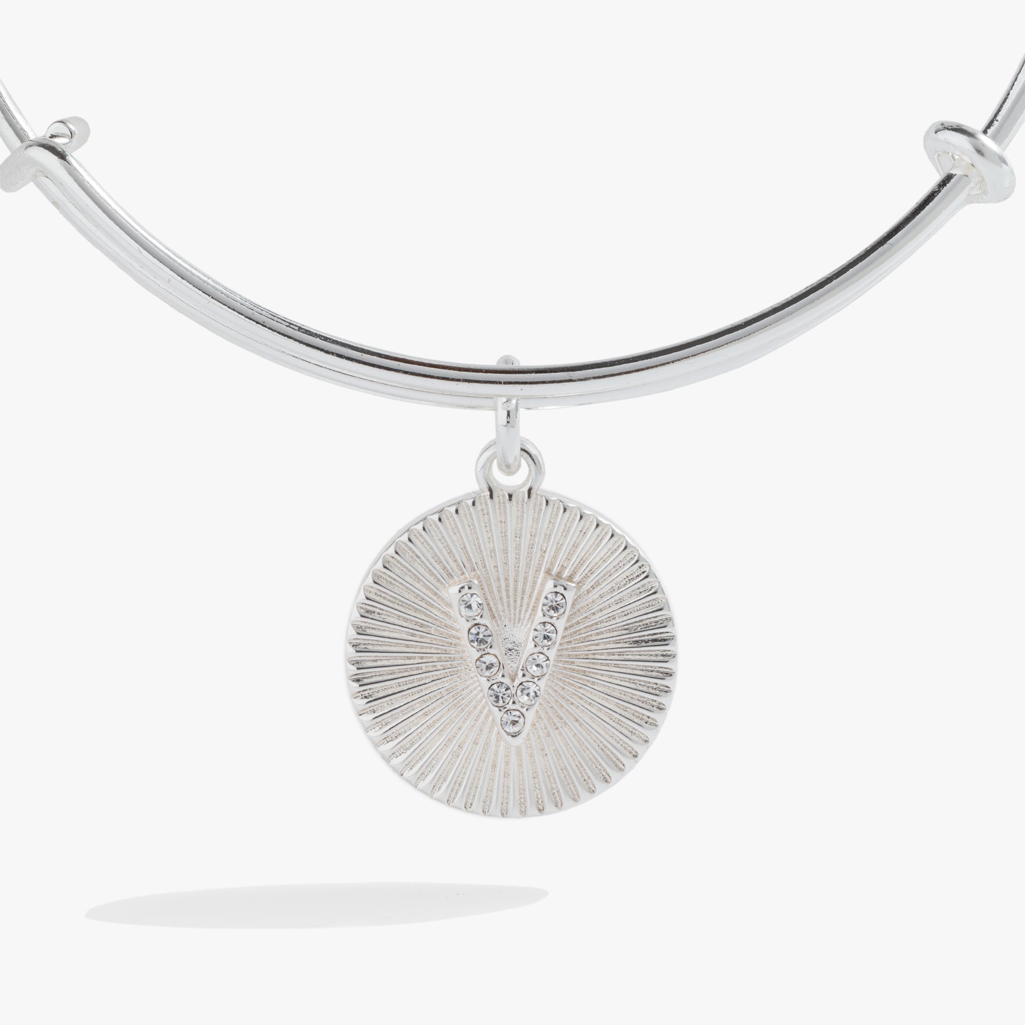 Initial V Pave Starburst Texture Bangle - Aaria Tees Aaria Tees