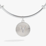 Initial V Pave Starburst Texture Bangle - Aaria Tees Aaria Tees