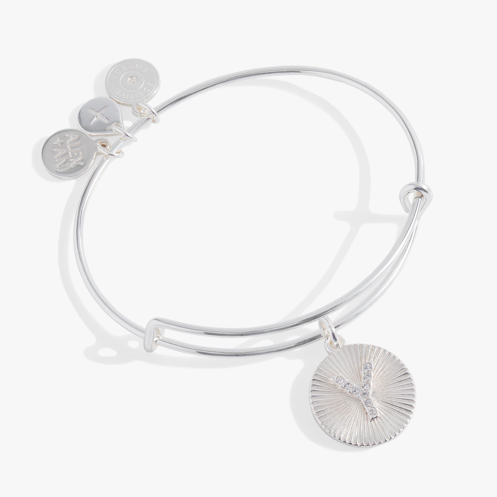Initial Y Pave Starburst Texture Bangle - Aaria Tees Aaria Tees