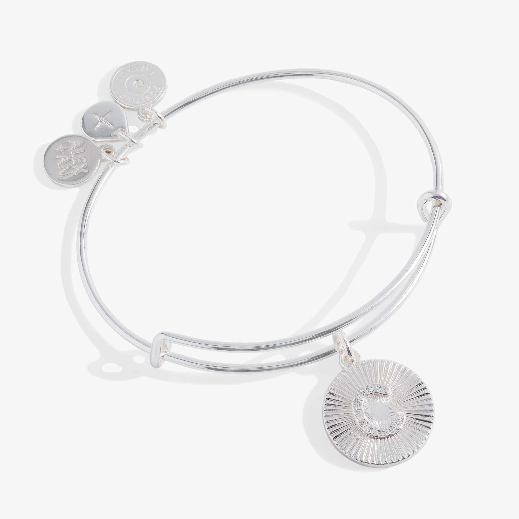 Initial C Pave Starburst Texture Bangle - Aaria Tees Aaria Tees