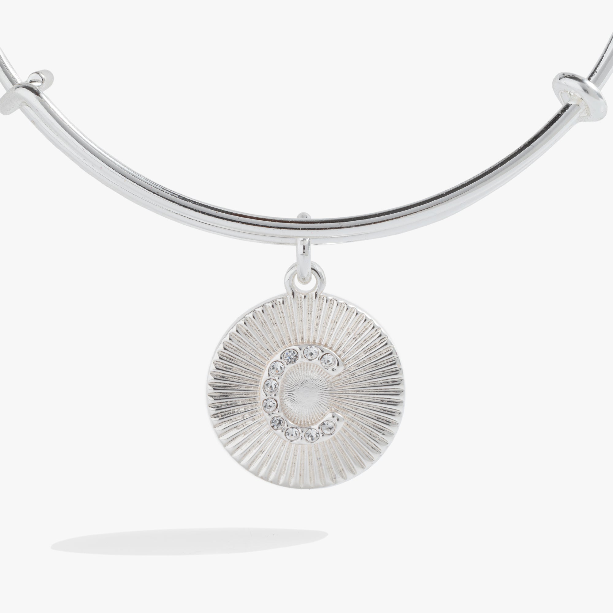 Initial C Pave Starburst Texture Bangle - Aaria Tees Aaria Tees