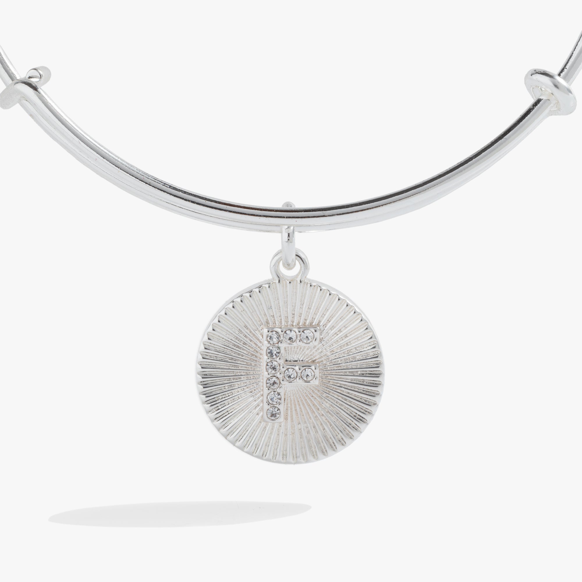 Initial F Pave Starburst Texture Bangle - Aaria Tees Aaria Tees