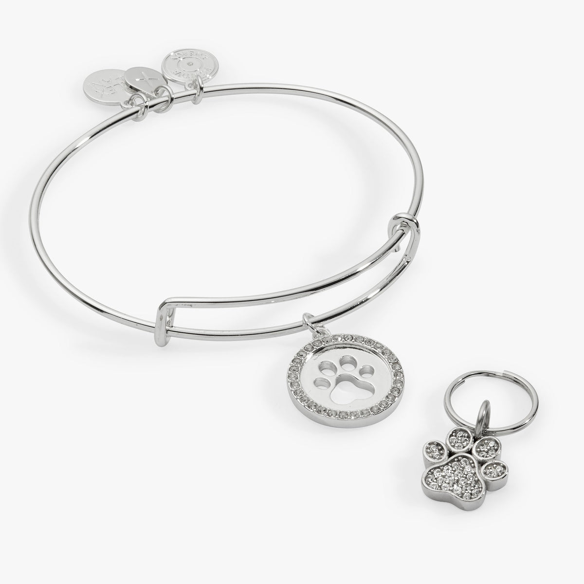 Paw Print Bangle & Pet Collar Charm Set of 2 - Aaria Tees