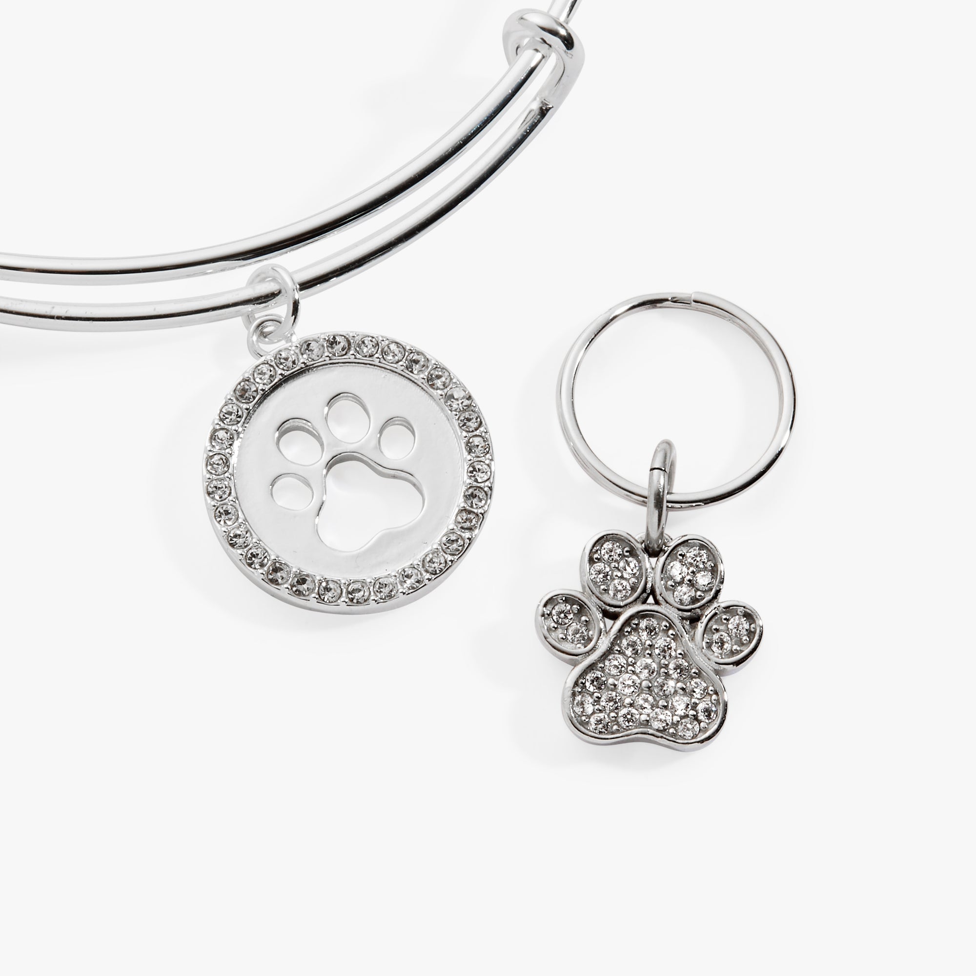 Paw Print Bangle & Pet Collar Charm Set of 2 - Aaria Tees Aaria Tees