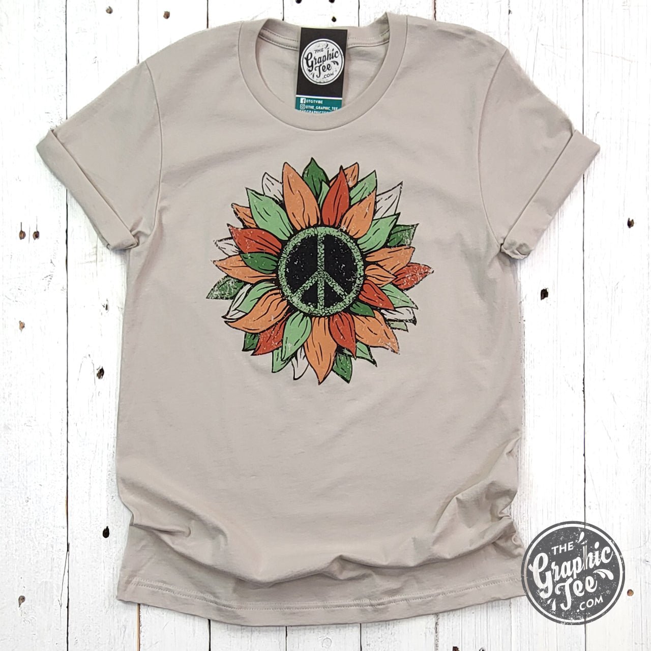 Peace Sunflower Short Sleeve Tee - Aaria Tees Aaria Tees