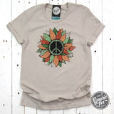 Peace Sunflower Short Sleeve Tee - Aaria Tees Aaria Tees