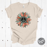 Peace Sunflower Short Sleeve Tee - Aaria Tees Aaria Tees