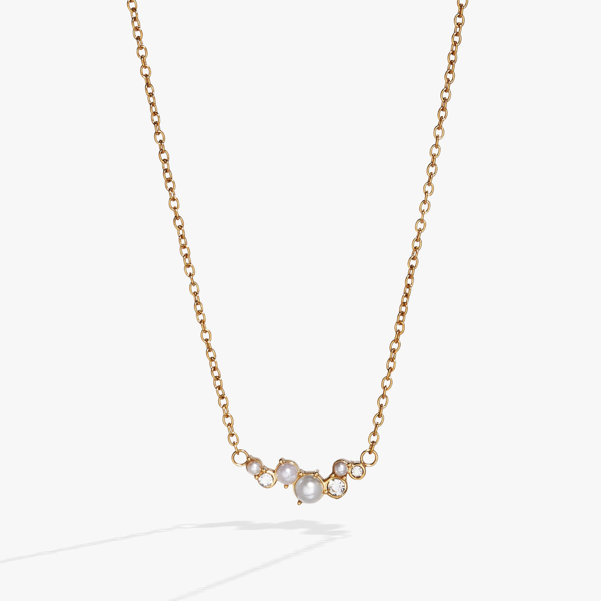 Pearl & Crystal Pendant Necklace - Aaria Tees